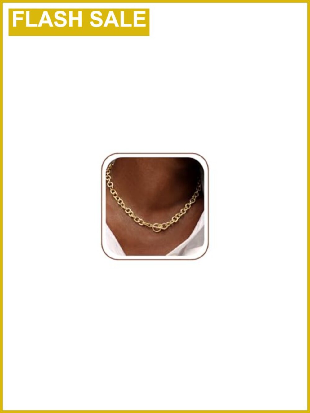 14K Gold Plated Chunky Pendant Necklace Toggle Clasp Everyday Layering